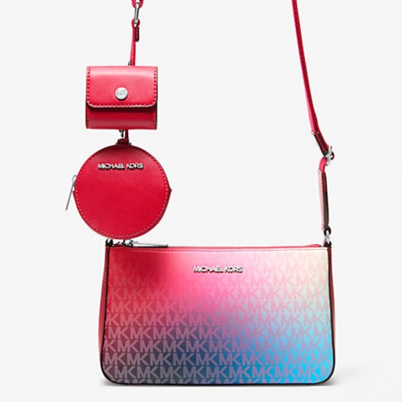 MICHAEL KORS Jet Set Sm Ombré Signature Logo Crossbody Case Apple AirPods Pro - Picture 5 of 16